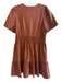 Anthropologie Size MP Brown Polyester Pleather Shirred Waist Tiered Dress Brown / MP