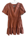 Anthropologie Size MP Brown Polyester Pleather Shirred Waist Tiered Dress Brown / MP