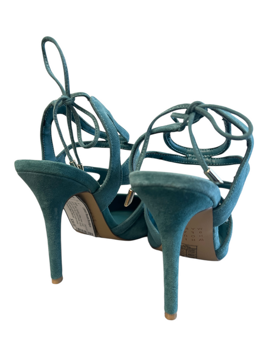 White House Black Market Shoe Size 7 Teal Suede Kitten Heel Gold Accent Heels Teal / 7