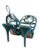 White House Black Market Shoe Size 7 Teal Suede Kitten Heel Gold Accent Heels Teal / 7