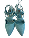 White House Black Market Shoe Size 7 Teal Suede Kitten Heel Gold Accent Heels Teal / 7