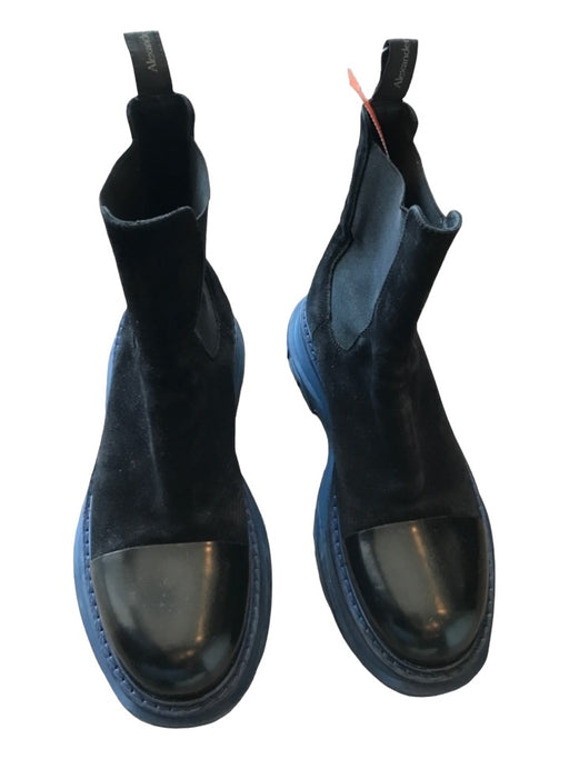 Alexander McQueen Shoe Size 45 Black & Navy Suede High Top Men's Shoes 45