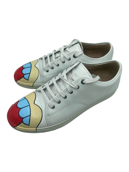 Lanvin Shoe Size 12 White & Multi Leather Low Top Men's Shoes 12