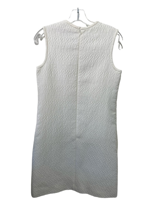 Carven Size 38 White Polyester Sleeveless Textured Zip Back Dress White / 38