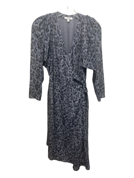 Joie Size XS Gray Polyester Animal Print Wrap 3/4 Sleeve Midi Dress Gray / XS