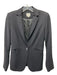 Reiss Size 4 Black Wool Blend Blazer Shoulder Pads Seam Detail Jacket Black / 4