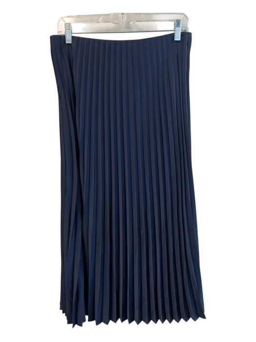J. Crew Size S Navy Polyester Elastic Waist Pleated Midi Skirt Navy / S