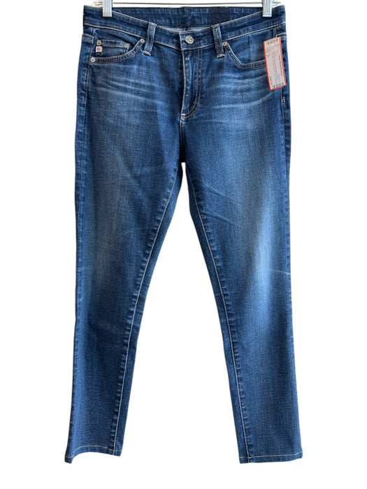 AG Size 27 Med Dark Wash Cotton Blend Skinny Mid Rise 5 Pocket Zip Fly Jeans Med Dark Wash / 27