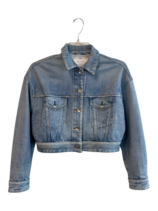 Rag & Bone Size XS Light Wash Cotton Long Sleeve Miramar silver hardware Jacket Light Wash / XS
