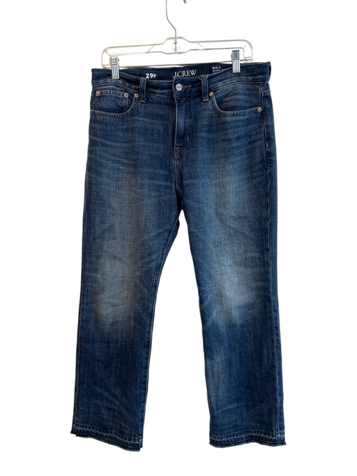 J Crew Size 29 Dark Wash Cotton High Rise Raw Hem Zip Fly Striahgt leg Jeans Dark Wash / 29