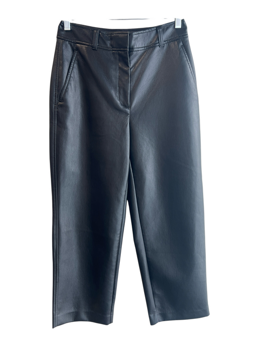 Babaton Size 4 Black Polyurethane Faux Leather Solid Zipper Fly Trouser Pants Black / 4