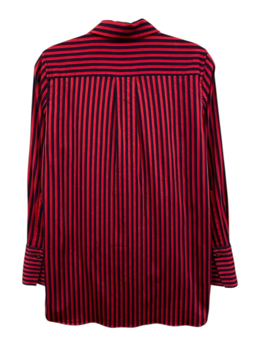 Malene Birger Size S Red & Navy Cotton Long Sleeve Cotton Back Button Up Top Red & Navy / S