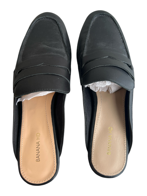 Banana Shoe Size 38 Black Leather Solid Penny Loafer Mule Shoes Black / 38