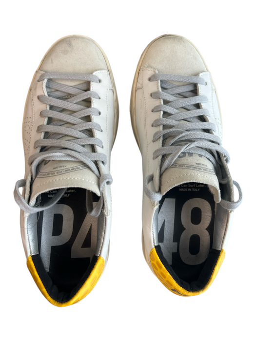 P448 Shoe Size 38 White Leather Distressed Perforated lace up & zip Shoes White / 38