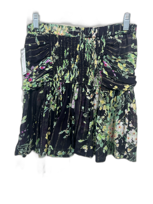 Sabina Musayev Size M Black, Green & Multi Print Viscose Blend Smocked Skirt Black, Green & Multi Print / M