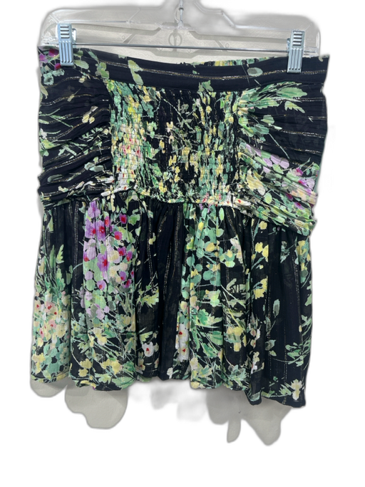 Sabina Musayev Size M Black, Green & Multi Print Viscose Blend Smocked Skirt Black, Green & Multi Print / M