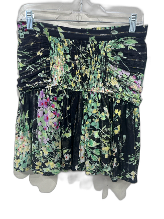 Sabina Musayev Size M Black, Green & Multi Print Viscose Blend Smocked Skirt Black, Green & Multi Print / M