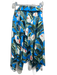 Farm Rio Size S Blue, Green & Multi Cotton Leaf Print Stitch Detail Belted Skirt Blue, Green & Multi / S