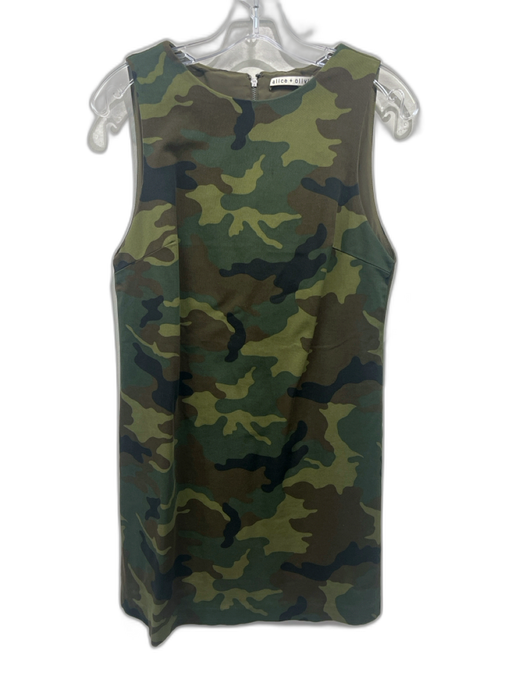 Alice + Olivia Size s / 4 Green & Brown Cotton Camoflage Sleeveless Shift Dress Green & Brown / s / 4