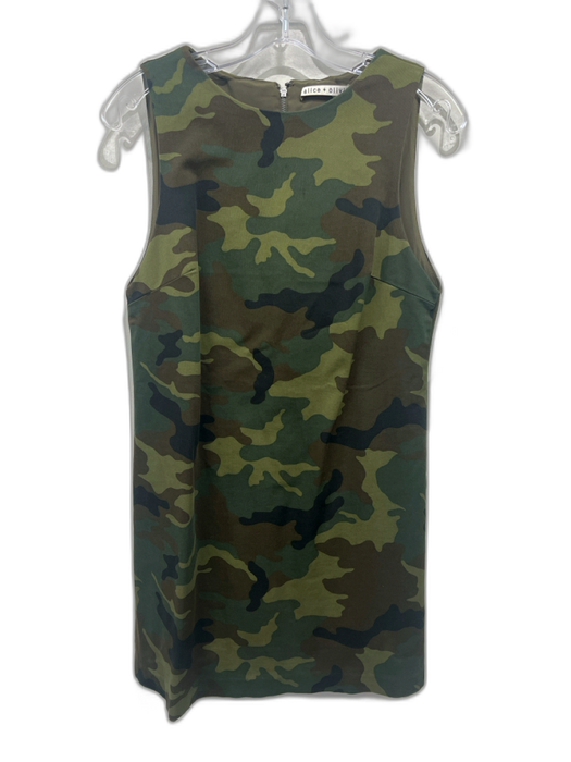 Alice + Olivia Size s / 4 Green & Brown Cotton Camoflage Sleeveless Shift Dress Green & Brown / s / 4