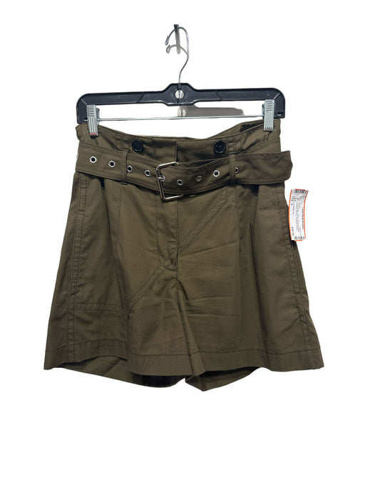 3.1 Phillip Lim Size 0 Deep Green Cotton Paperbag Waist Pockets Belt Inc. Shorts Deep Green / 0