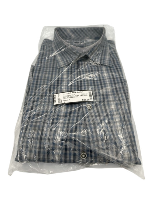 Johnnie O Size L Blue, Gray & White Cotton Plaid Button Down Long Sleeve Shirt Blue, Gray & White / L