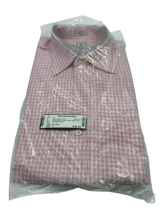 Peter Millar Size L Pink & White Cotton Plaid Button Down Long Sleeve Shirt Pink & White / L