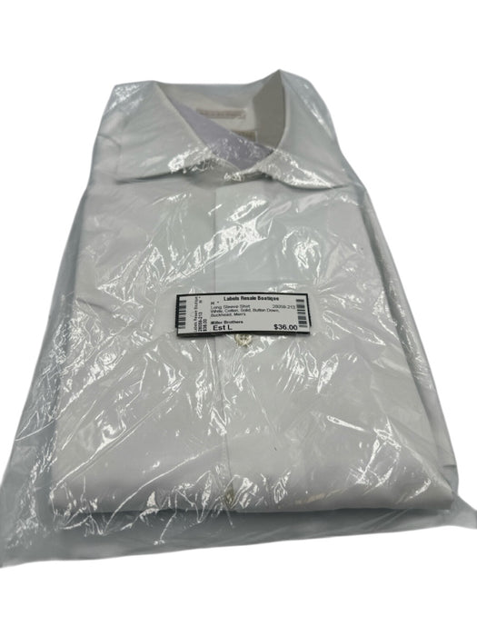 Miller Brothers Size Est L White Cotton Solid Button Down Long Sleeve Shirt White / Est L