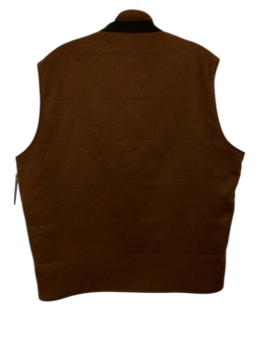 Peter Millar Size L Brown Wool Solid Zipper Men's Vest Brown / L