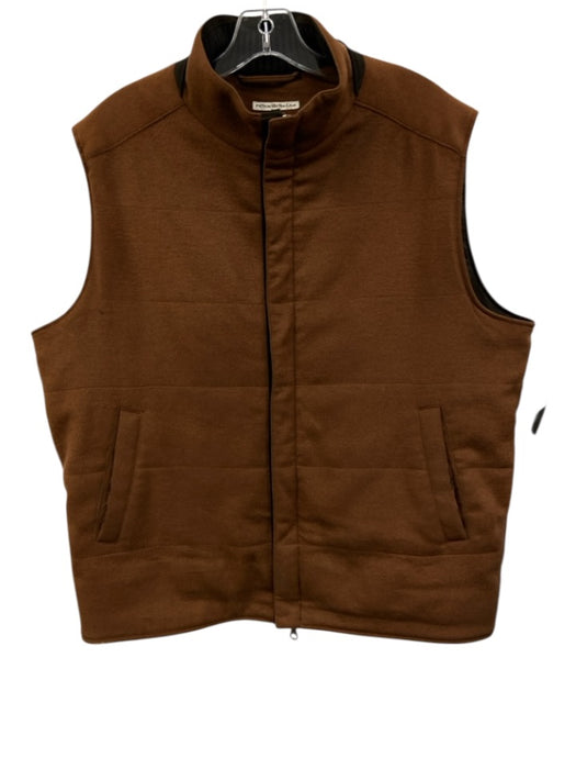 Peter Millar Size L Brown Wool Solid Zipper Men's Vest Brown / L