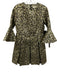 Tuckernuck Size S Gold & Black Polyester Lame 3/4 Trumpet Sleeve Leopard Dress Gold & Black / S