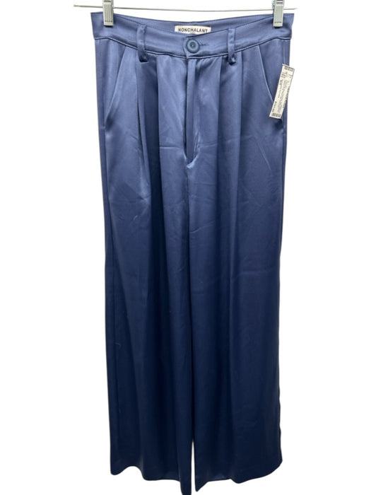 Nonchalant The Label Size M/S Periwinkle Blue Polyester Satin Crop Pant Set Periwinkle Blue / M/S