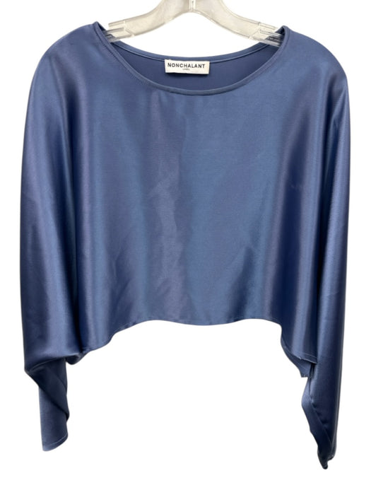 Nonchalant The Label Size M/S Periwinkle Blue Polyester Satin Crop Pant Set Periwinkle Blue / M/S
