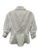 Cinq a Sept Size 2 White & Silver Faux Leather 1/2 Sleeve Patch Pockets Jacket White & Silver / 2