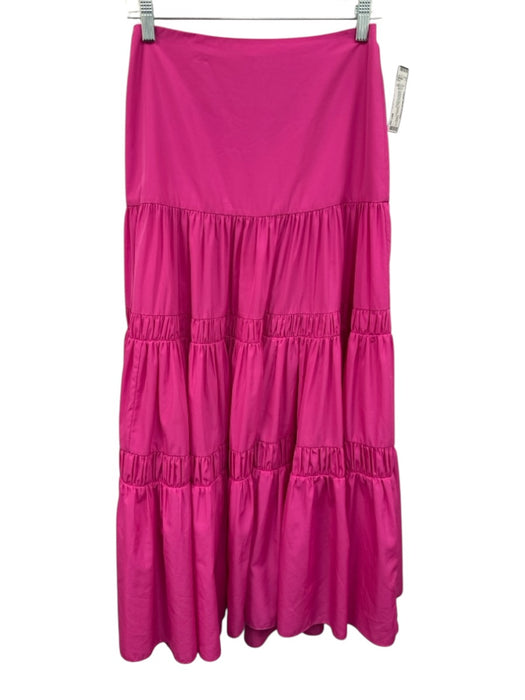 Alexis Size S Fuchsia Pink Polyester Taffeta Tiered Back Zip Midi Skirt Fuchsia Pink / S