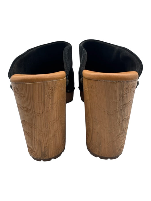 Kork-Ease Shoe Size 9 Black & Bronze Leather & Wood Mule Block Heel Sandals Black & Bronze / 9