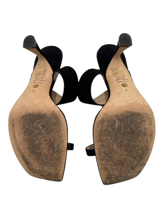 Stuart Weitzman Shoe Size 8 Black Leather Square Toe toe strap Sandals Black / 8