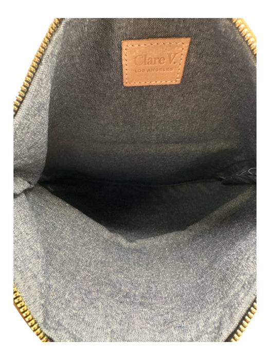 Clare V Light Brown & Black Leather Leopard Print Zipper Closure Fold Over Bag Light Brown & Black