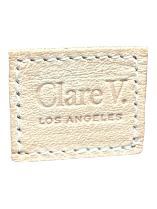 Clare V Light Brown & Black Leather Leopard Print Zipper Closure Fold Over Bag Light Brown & Black