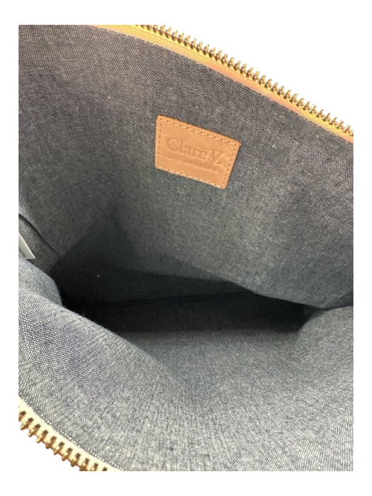 Clare V Orange, Yellow & Cream Suede Leopard Print Zipper Closure Fold Over Bag Orange, Yellow & Cream