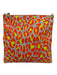 Clare V Orange, Yellow & Cream Suede Leopard Print Zipper Closure Fold Over Bag Orange, Yellow & Cream