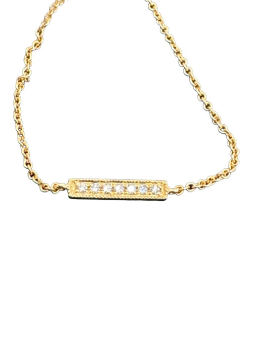 Dana Rebecca Gold 14K 585 Rhinestone Bar Chain Circle Clasp Bracelet Gold