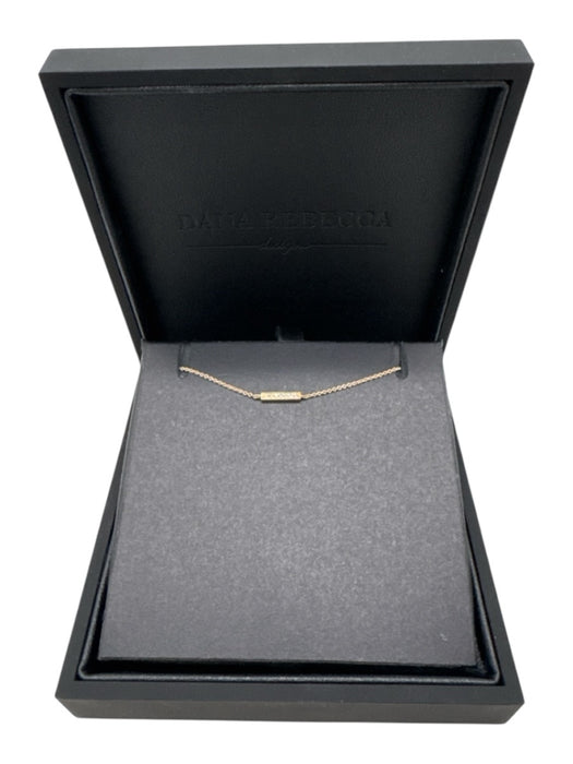 Dana Rebecca Gold 14K 585 Rhinestone Bar Chain Circle Clasp Bracelet Gold