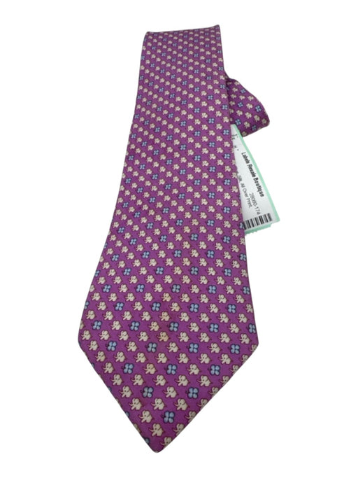Ferragamo Pink, White & Blue Silk All Over Print Men's Tie Pink, White & Blue