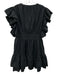 Ulla Johnson Size 10 Black Cotton Sleeveless Ruffle Sides V Neck Side Zip Dress Black / 10