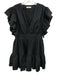 Ulla Johnson Size 10 Black Cotton Sleeveless Ruffle Sides V Neck Side Zip Dress Black / 10