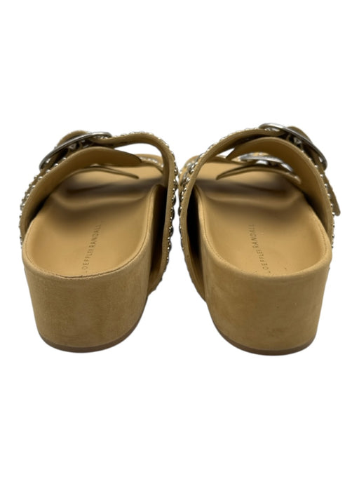 Loeffler Randall Shoe Size 7 Beige & Silver Leather Upper Studded Slide Sandals Beige & Silver / 7