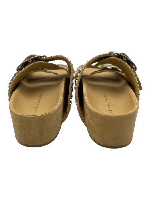 Loeffler Randall Shoe Size 7 Beige & Silver Leather Upper Studded Slide Sandals Beige & Silver / 7