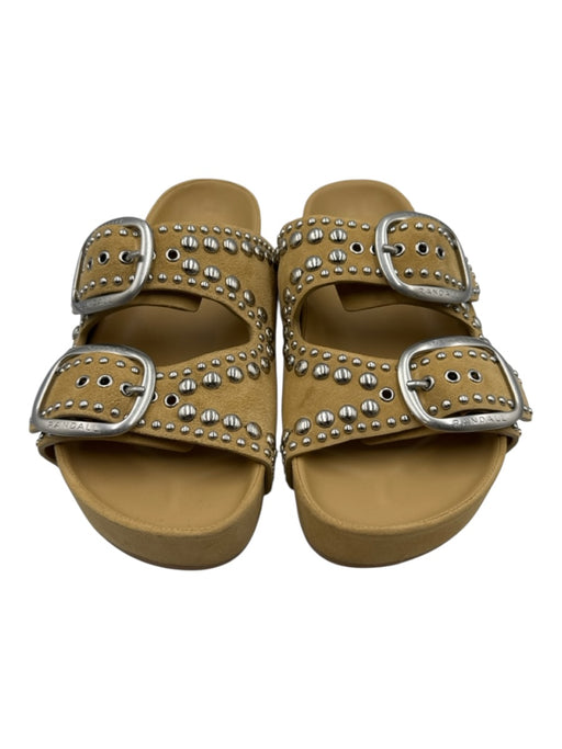 Loeffler Randall Shoe Size 7 Beige & Silver Leather Upper Studded Slide Sandals Beige & Silver / 7