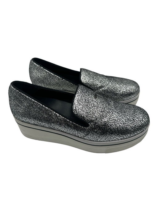 Stella McCartney Shoe Size 37 Black, Silver & White Leather Metallic Sneakers Black, Silver & White / 37